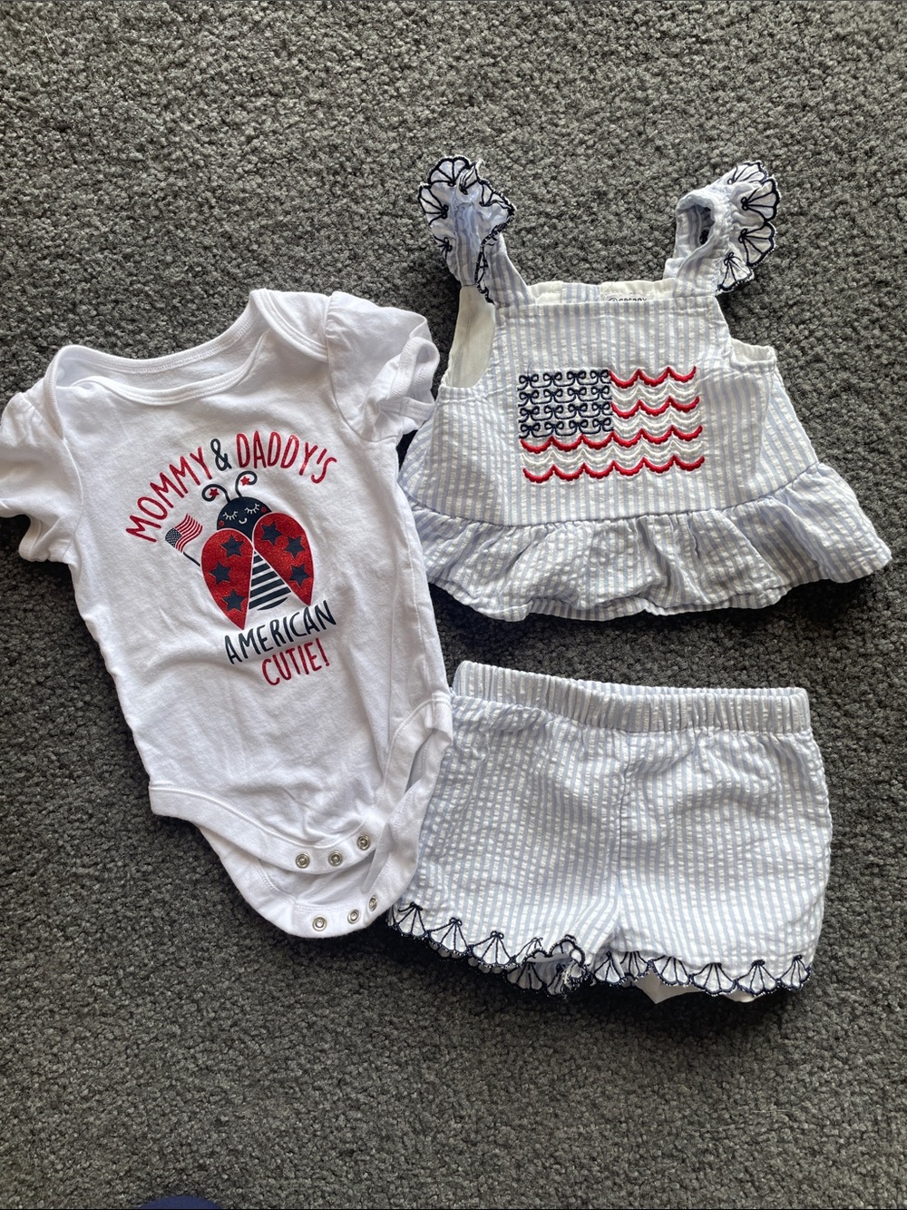 Sperry White, Red & Navy Baby Matching Set, with Childrens Place Onesie